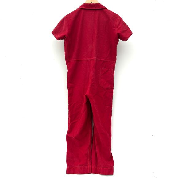 Caron Callahan Cotton Denim Short Sleeve Jumpsuit Collared Boilersuit XS - Picture 4 of 8